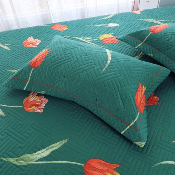 91家纺网 家纺一手货源 找家纺 OL 2021新款13372全棉夹棉活性印染单品枕套 郁金香