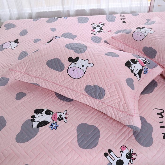 91家纺网 家纺一手货源 找家纺 OL 2021新款13372全棉夹棉活性印染单品枕套 网红小妞-粉