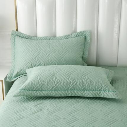 OL 2020长绒棉60S肌理纹全棉婚庆夹棉单枕套 圆点豆绿