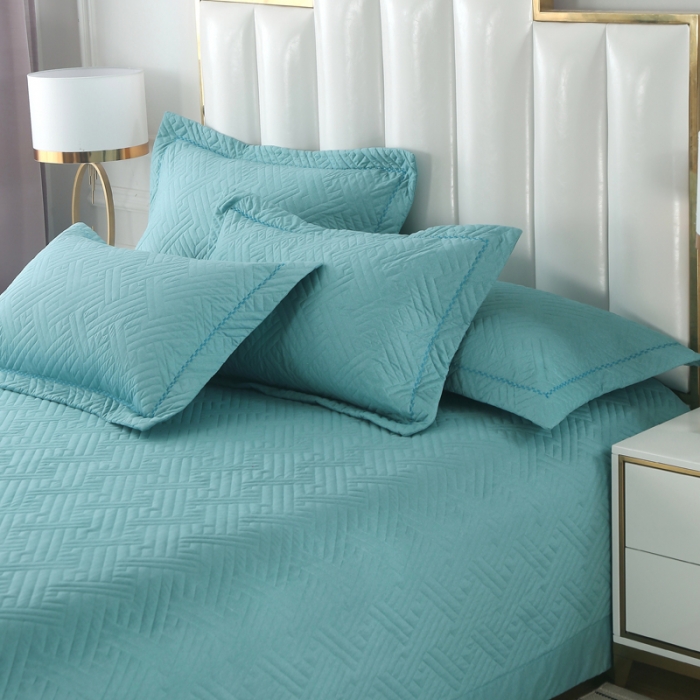 91家纺网 家纺一手货源 找家纺 OL 2020长绒棉60S肌理纹全棉婚庆夹棉单枕套 圆点蓝