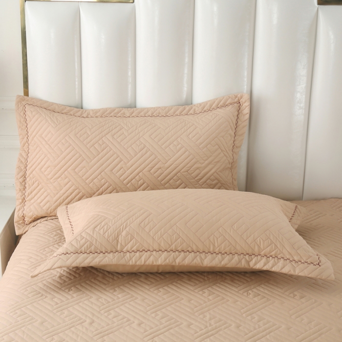 91家纺网 家纺一手货源 找家纺 OL 2020长绒棉60S肌理纹全棉婚庆夹棉单枕套 长格夕阳红