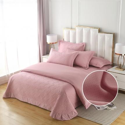 91家纺网 家纺一手货源 找家纺 OL 2020长绒棉60S肌理纹全棉婚庆夹棉单被套 长格豆沙