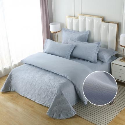 91家纺网 家纺一手货源 找家纺 OL 2020长绒棉60S肌理纹全棉婚庆夹棉单被套 长格灰紫