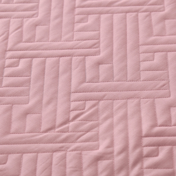 91家纺网 家纺一手货源 找家纺 OL 2020长绒棉60S肌理纹全棉婚庆夹棉单被套 长格豆沙