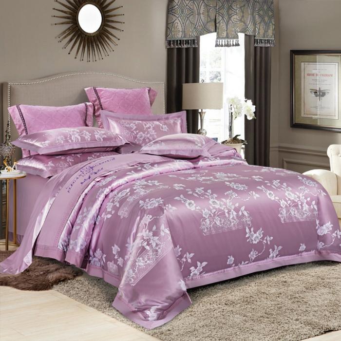 91家纺网 家纺一手货源 找家纺 柔觉家纺 天丝刺绣贡缎提花全棉四件套