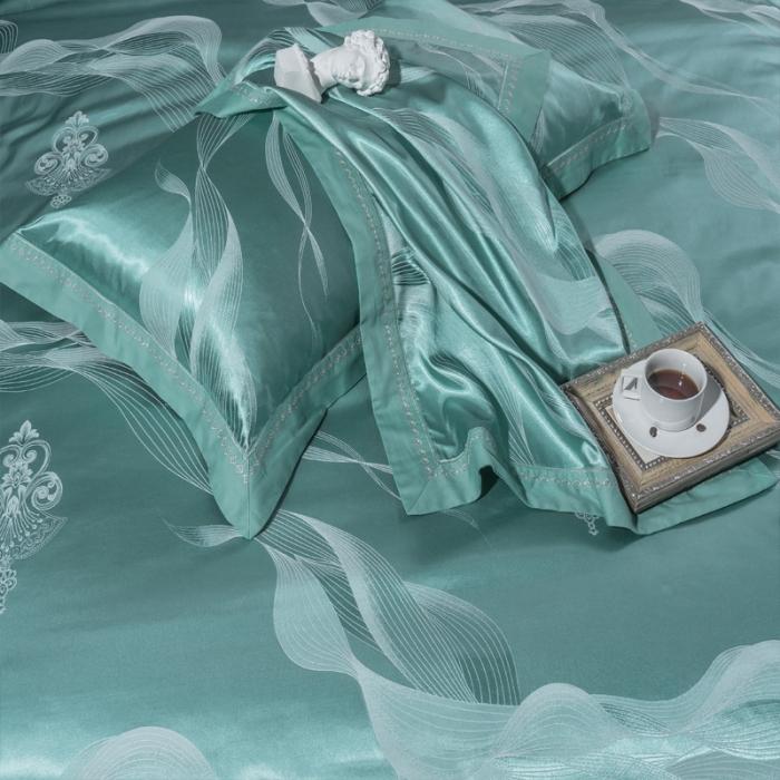 91家纺网 家纺一手货源 找家纺 柔觉家纺 天丝刺绣贡缎提花全棉四件套