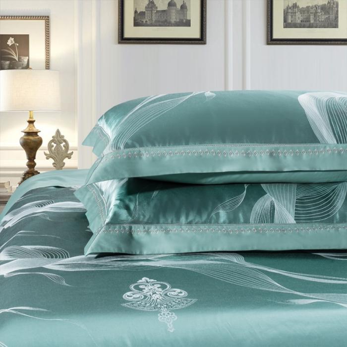 91家纺网 家纺一手货源 找家纺 柔觉家纺 天丝刺绣贡缎提花全棉四件套