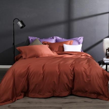 91家纺网 家纺一手货源 找家纺 嘉悦50*50S纯色埋绳全棉匹马棉贡缎长绒棉四件套 爱马仕橘