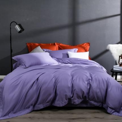 91家纺网 家纺一手货源 找家纺 嘉悦新品50*50S纯色埋绳全棉匹马棉贡缎长绒棉四件套 丁香紫
