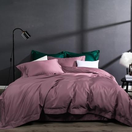 91家纺网 家纺一手货源 找家纺 嘉悦新品50*50S纯色埋绳全棉匹马棉贡缎长绒棉四件套 珊瑚红