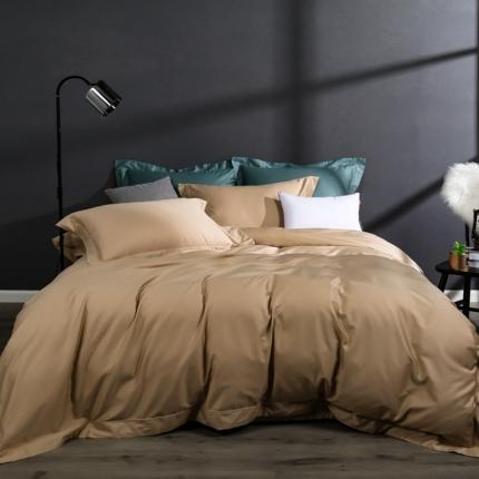 91家纺网 家纺一手货源 找家纺 嘉悦新品50*50S纯色埋绳全棉匹马棉贡缎长绒棉四件套 香槟金
