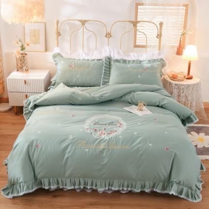 91家纺网 家纺一手货源 找家纺 （总）迪欧芙 2020新款全棉花蔓系列床裙款四件套韩版四件套