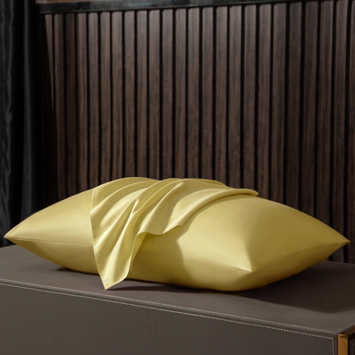 91家纺网 家纺一手货源 找家纺 绵庭家纺 2020新款素色长绒棉枕套 柠檬黄
