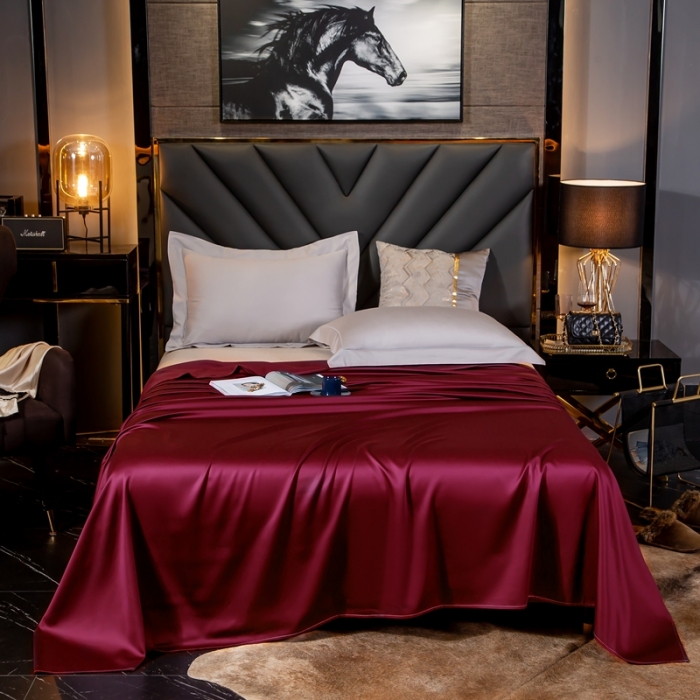 91家纺网 家纺一手货源 找家纺 绵庭家纺 2020新款素色长绒棉单品床单 玛雅红