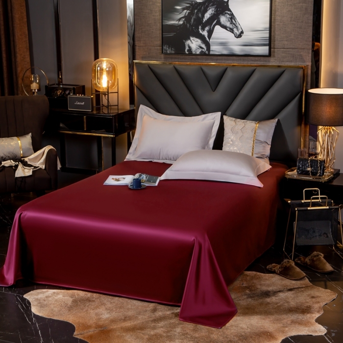 91家纺网 家纺一手货源 找家纺 绵庭家纺 2020新款素色长绒棉单品床单 玛雅红