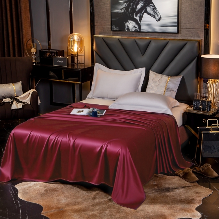 91家纺网 家纺一手货源 找家纺 绵庭家纺 2020新款素色长绒棉单品床单 玛雅红