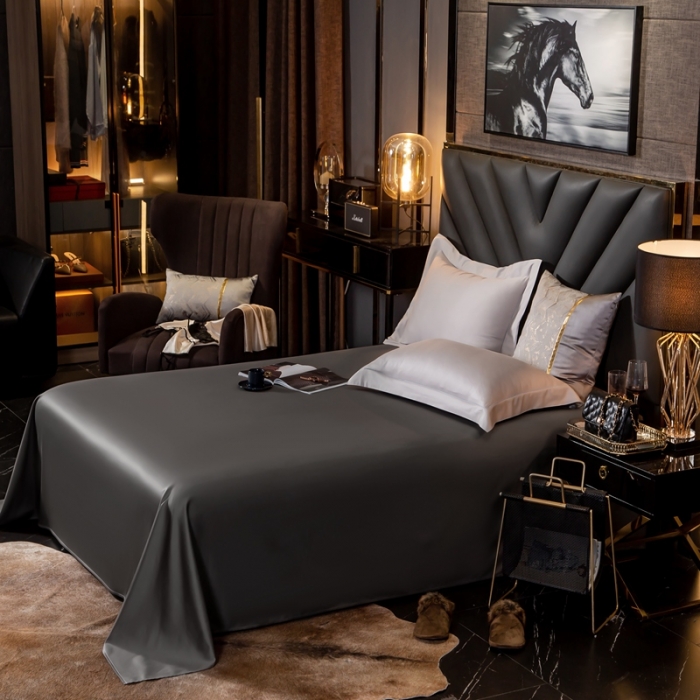 91家纺网 家纺一手货源 找家纺 绵庭家纺 2020新款素色长绒棉单品床单 高级灰