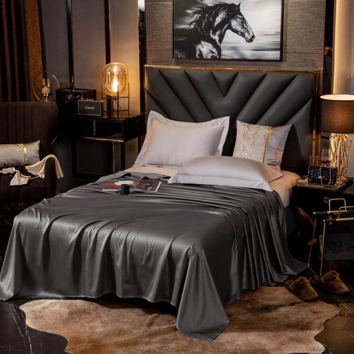 91家纺网 家纺一手货源 找家纺 绵庭家纺 2020新款素色长绒棉单品床单 高级灰