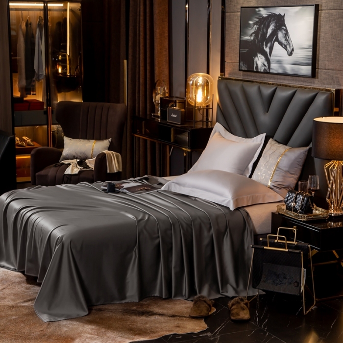 91家纺网 家纺一手货源 找家纺 绵庭家纺 2020新款素色长绒棉单品床单 高级灰