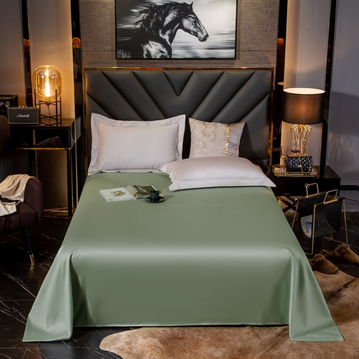 91家纺网 家纺一手货源 找家纺 绵庭家纺 2020新款素色长绒棉单品床单 灰绿