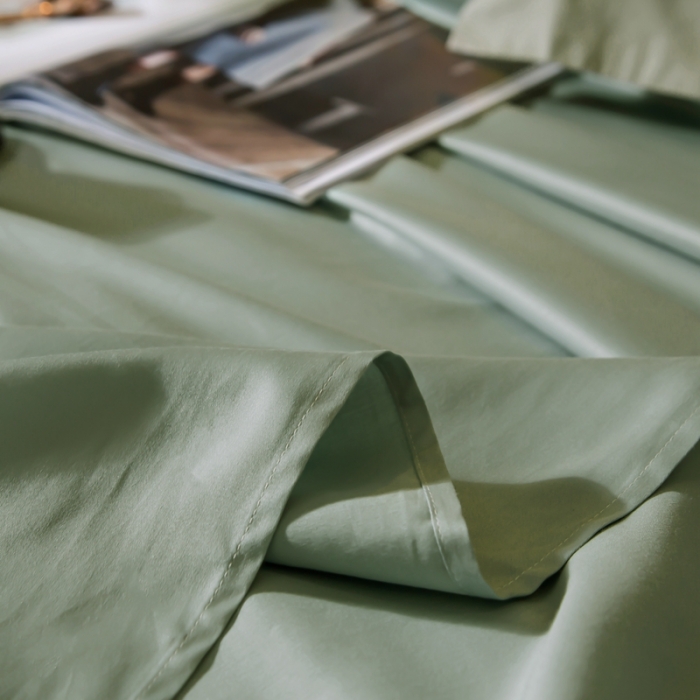 91家纺网 家纺一手货源 找家纺 绵庭家纺 2020新款素色长绒棉单品床单 灰绿