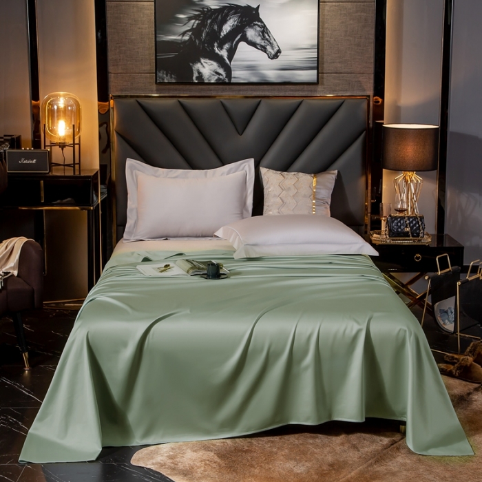 91家纺网 家纺一手货源 找家纺 绵庭家纺 2020新款素色长绒棉单品床单 灰绿