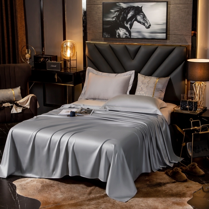 91家纺网 家纺一手货源 找家纺 绵庭家纺 2020新款素色长绒棉单品床单 浅灰