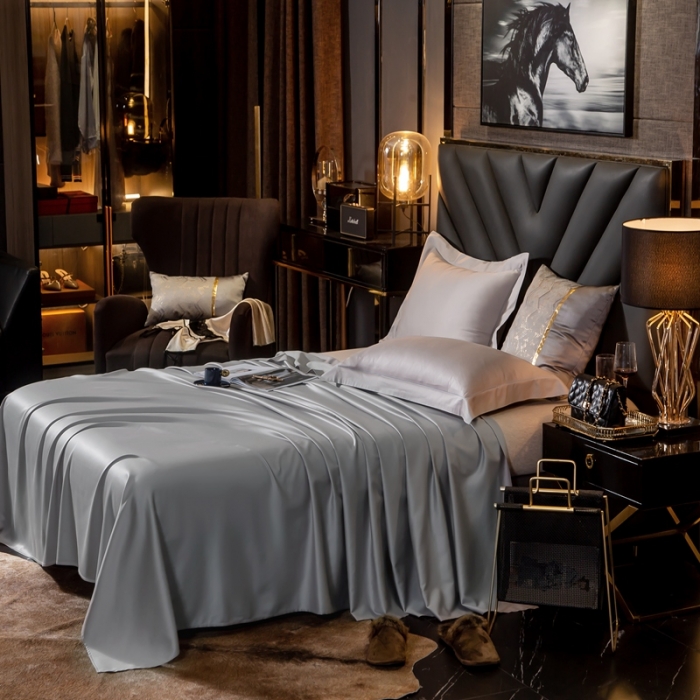 91家纺网 家纺一手货源 找家纺 绵庭家纺 2020新款素色长绒棉单品床单 浅灰