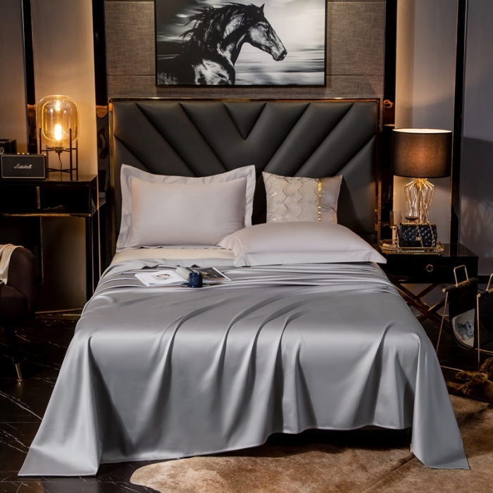 91家纺网 家纺一手货源 找家纺 绵庭家纺 2020新款素色长绒棉单品床单 浅灰