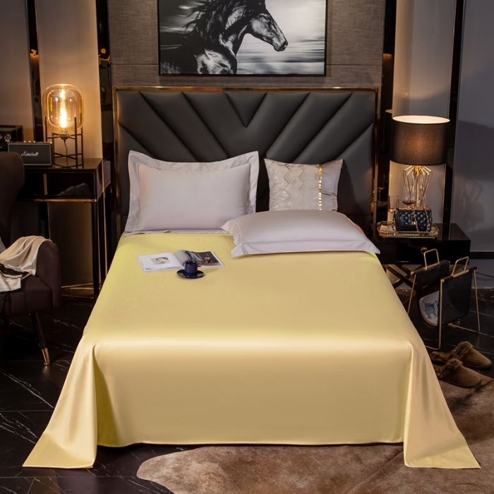 91家纺网 家纺一手货源 找家纺 绵庭家纺 2020新款素色长绒棉单品床单 柠檬黄