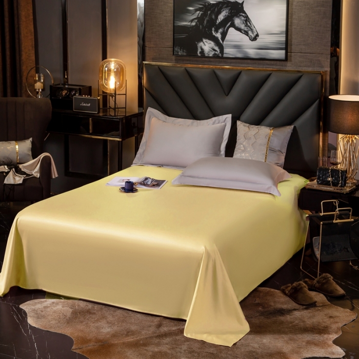 91家纺网 家纺一手货源 找家纺 绵庭家纺 2020新款素色长绒棉单品床单 柠檬黄