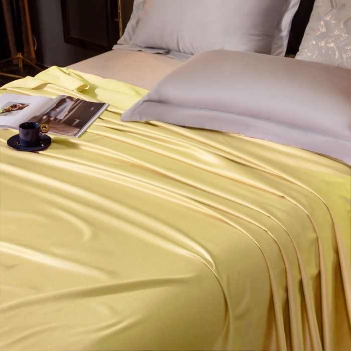 91家纺网 家纺一手货源 找家纺 绵庭家纺 2020新款素色长绒棉单品床单 柠檬黄