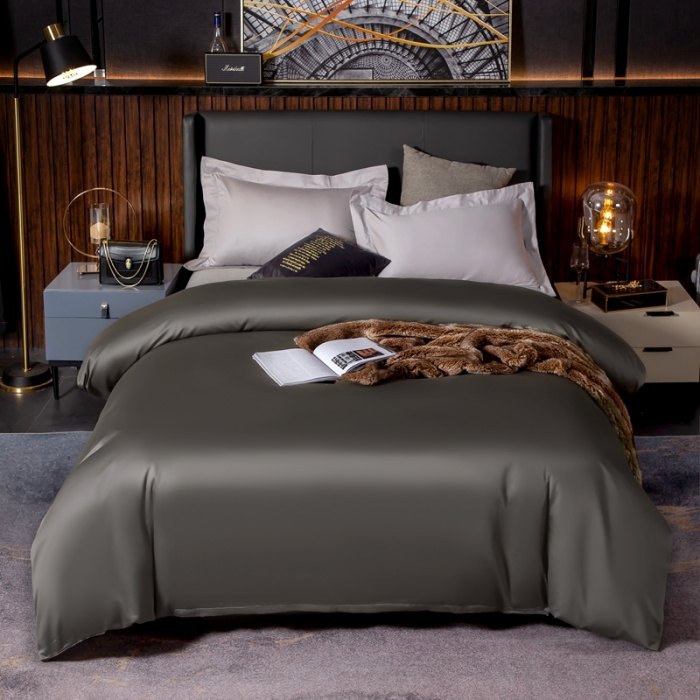 91家纺网 家纺一手货源 找家纺 绵庭家纺 2020新款素色长绒棉单品被套 高级灰