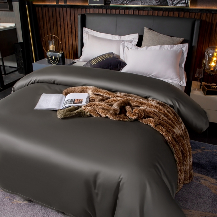 91家纺网 家纺一手货源 找家纺 绵庭家纺 2020新款素色长绒棉单品被套 高级灰