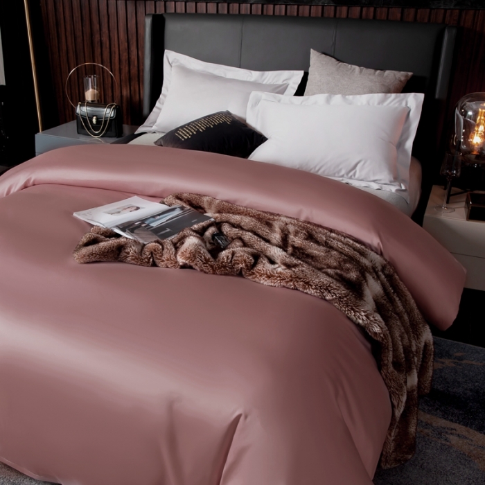 91家纺网 家纺一手货源 找家纺 绵庭家纺 2020新款素色长绒棉单品被套 紫豆沙