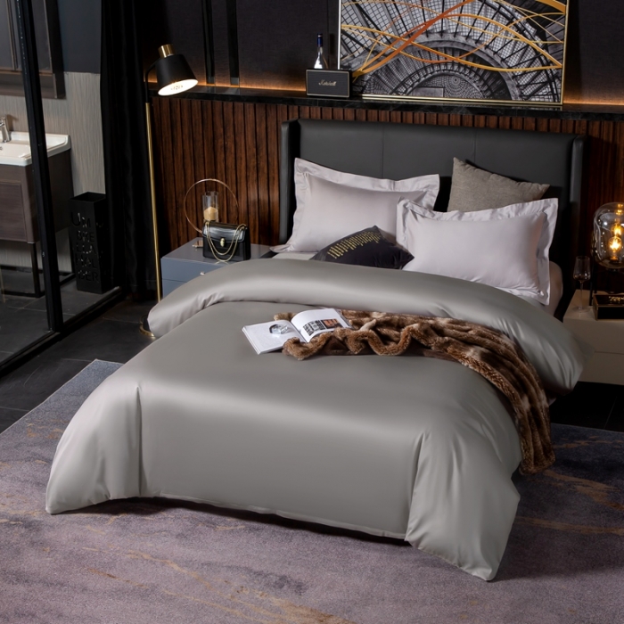 91家纺网 家纺一手货源 找家纺 绵庭家纺 2020新款素色长绒棉单品被套 浅灰