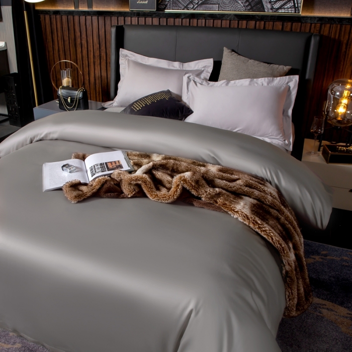 91家纺网 家纺一手货源 找家纺 绵庭家纺 2020新款素色长绒棉单品被套 浅灰