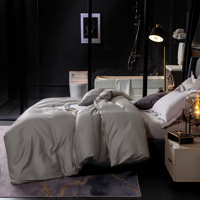 91家纺网 家纺一手货源 找家纺 绵庭家纺 2020新款素色长绒棉单品被套 浅灰