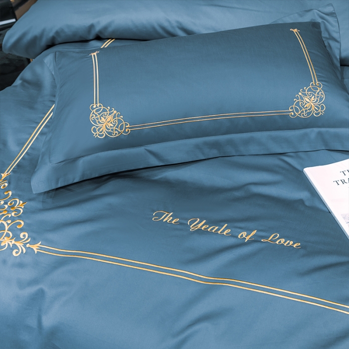 91家纺网 家纺一手货源 找家纺 慕色家纺2020新款欧式倾城全棉长绒棉刺绣四件套倾城-宾利蓝