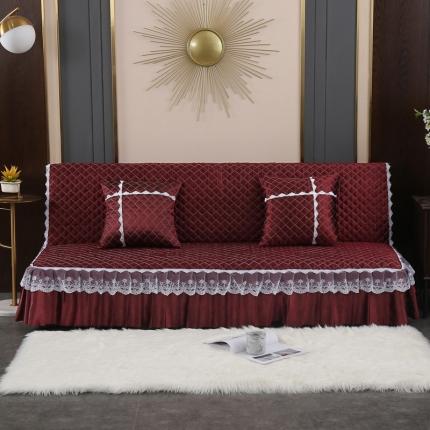 丽朝国际 2020新款芙蓉缎沙发垫沙发床罩沙发套四季款 枣红