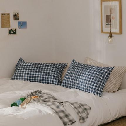 艾沁 2020新款13372全棉枕套48*74cm 海军蓝条