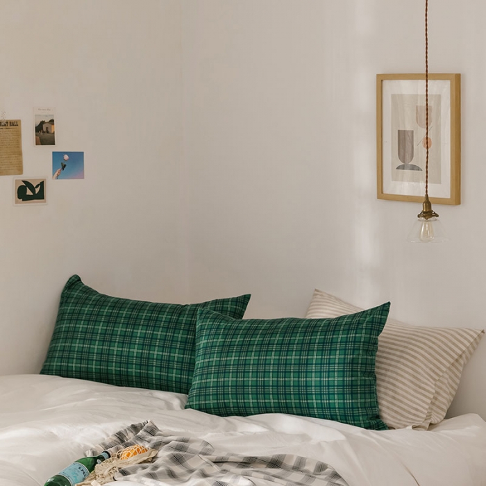 91家纺网 家纺一手货源 找家纺 艾沁 2020新款13372全棉枕套48*74cm 祖母绿