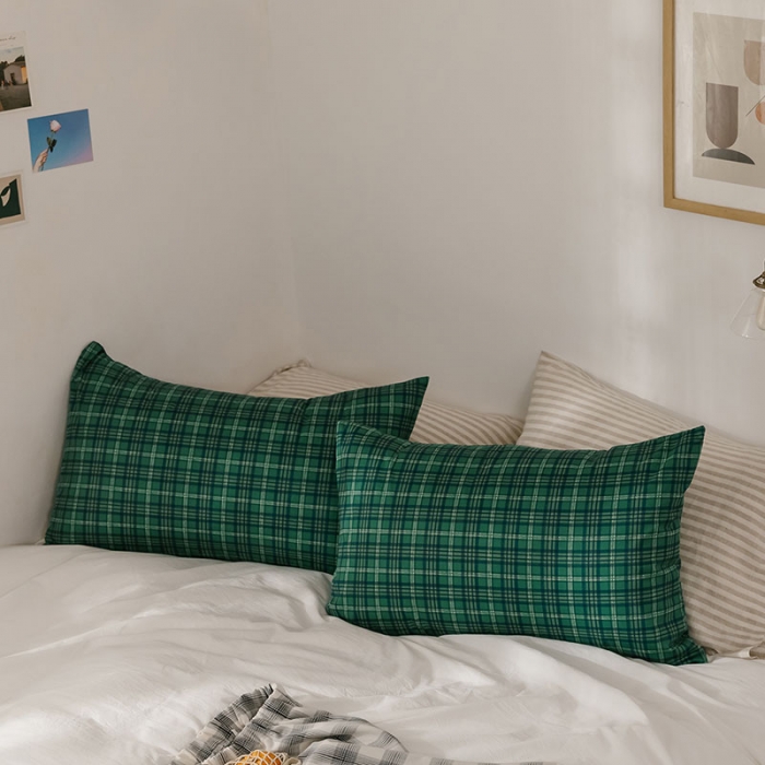 91家纺网 家纺一手货源 找家纺 艾沁 2020新款13372全棉枕套48*74cm 祖母绿