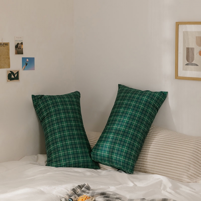 91家纺网 家纺一手货源 找家纺 艾沁 2020新款13372全棉枕套48*74cm 祖母绿