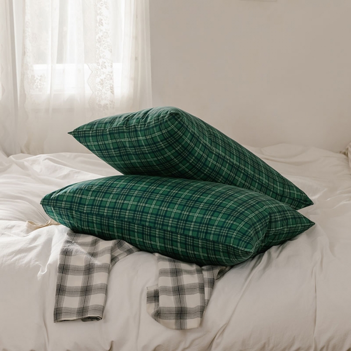91家纺网 家纺一手货源 找家纺 艾沁 2020新款13372全棉枕套48*74cm 祖母绿