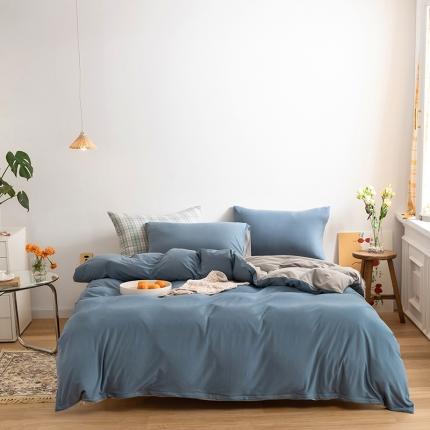 91家纺网 家纺一手货源 找家纺 （总）风向标 A类全棉针织棉素色（双拼&amp;撞色）四件套