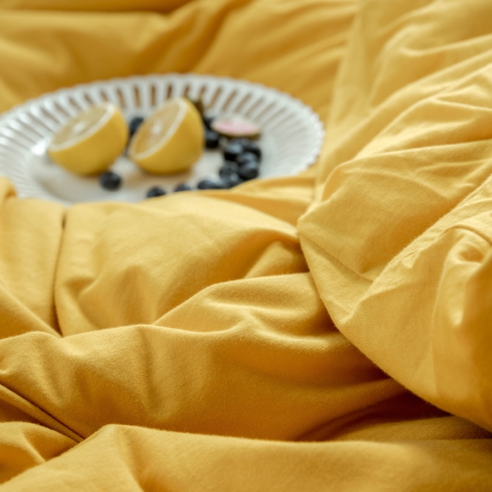 91家纺网 家纺一手货源 找家纺 华超针织 2021新款针织纯色四件套（纯色1）姜黄