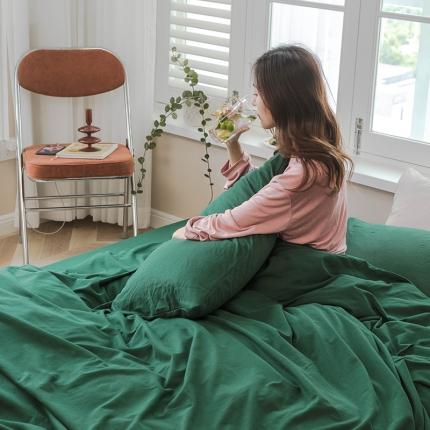 91家纺网 家纺一手货源 找家纺 华超针织 2021新款针织纯色四件套（纯色1）墨绿