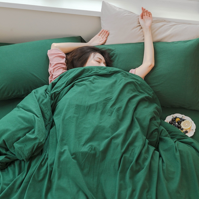 91家纺网 家纺一手货源 找家纺 华超针织 2021新款针织纯色四件套（纯色1）墨绿