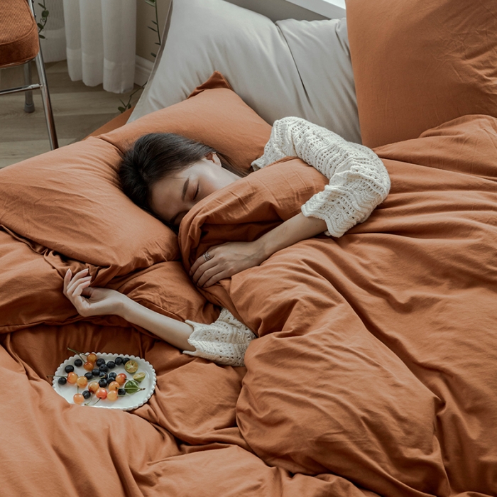 91家纺网 家纺一手货源 找家纺 华超针织 2021新款针织纯色四件套（纯色1）南瓜